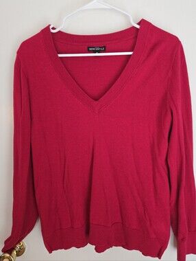 J. Crew Mercantile Women's V-Neck Sweater in Red